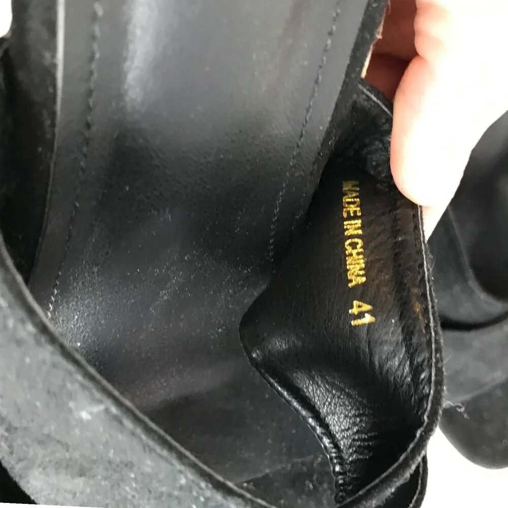 Wedge Espadrille Sandal Women 9 Black Faux Suede Jute‎ Criss Cross Platform Boho